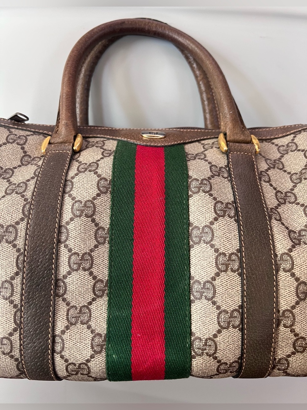 GUCCI vintage satchel doctor bag Monogram GG print purse authentic 1977-1980 - Picture 10 of 16